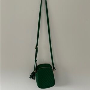 Source Unknown Green Crossbody Bag with Tassel Detail